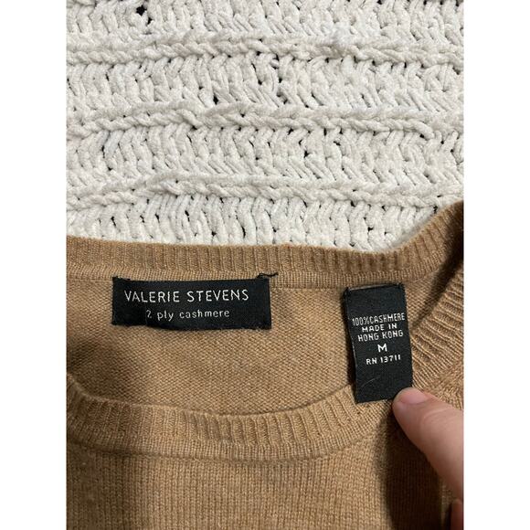 Valerie Stevens 2-Ply 100% Cashmere Crew Neck Sweater Women's Size Medium Brown - Picture 2 of 8